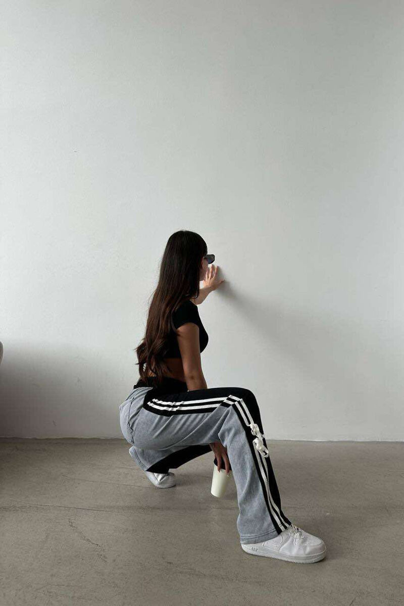 TWO COLOR & TWO LINES WOMAN SWEATPANTS BLACK/ E ZEZE - 2