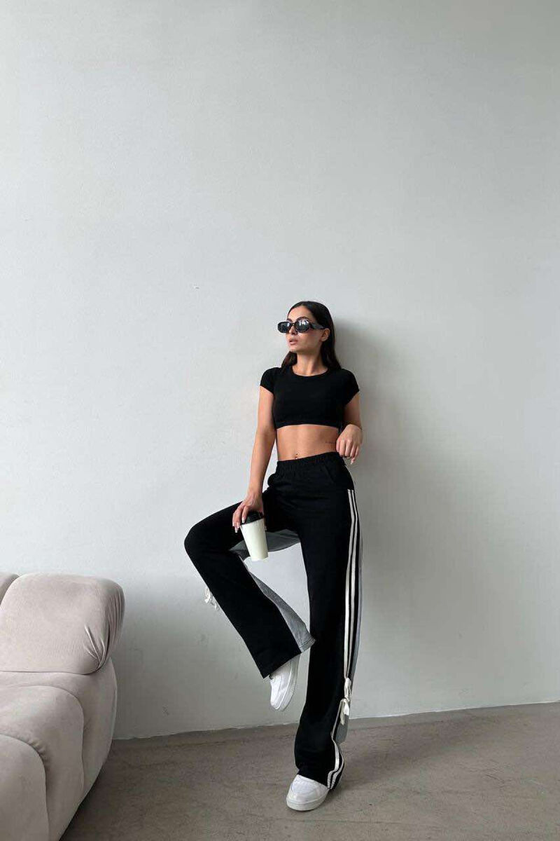 TWO COLOR & TWO LINES WOMAN SWEATPANTS BLACK/ E ZEZE - 3