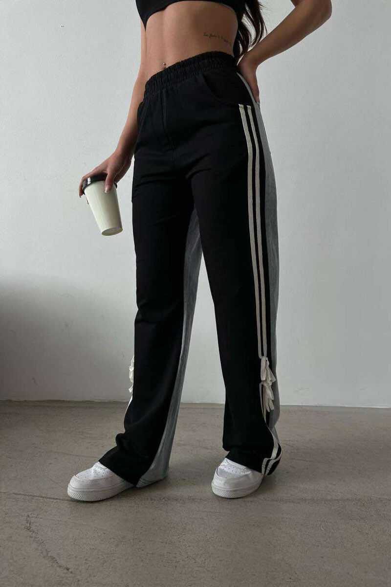 TWO COLOR & TWO LINES WOMAN SWEATPANTS BLACK/ E ZEZE - 5