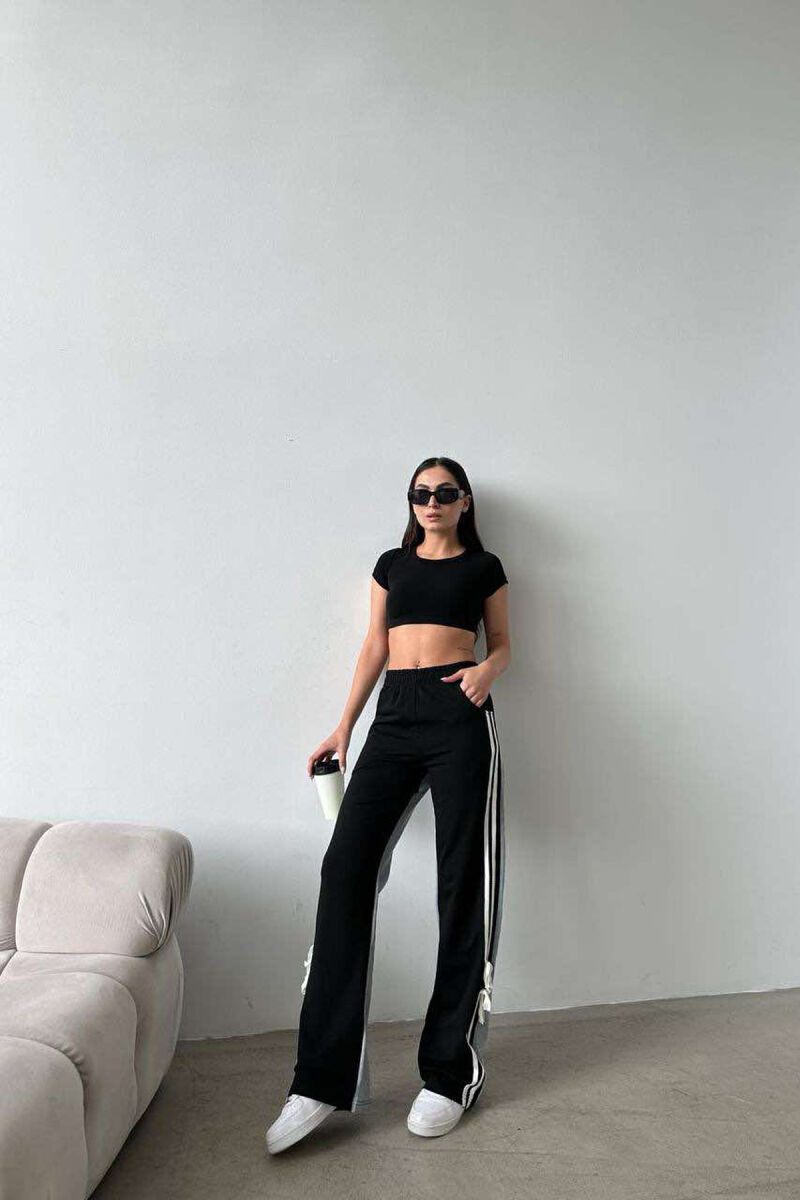 TWO COLOR & TWO LINES WOMAN SWEATPANTS BLACK/ E ZEZE - 6