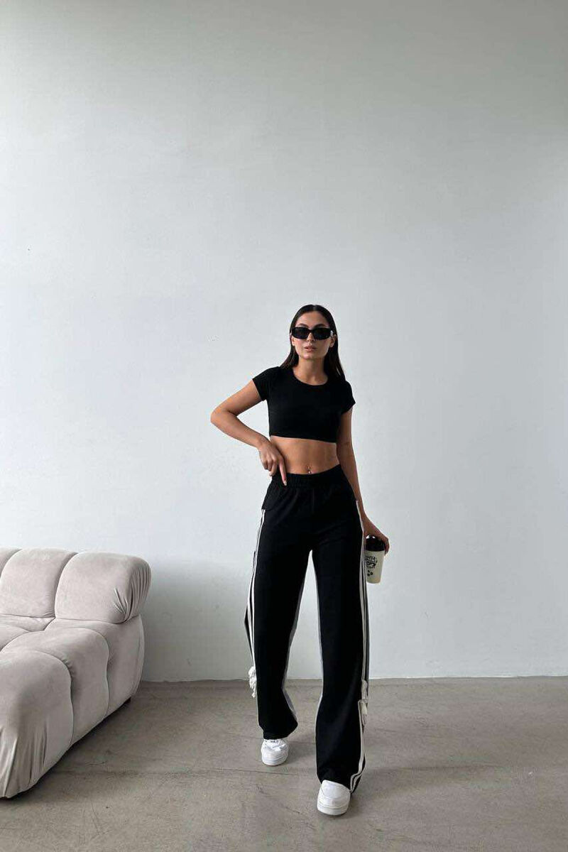 TWO COLOR & TWO LINES WOMAN SWEATPANTS BLACK/ E ZEZE - 8