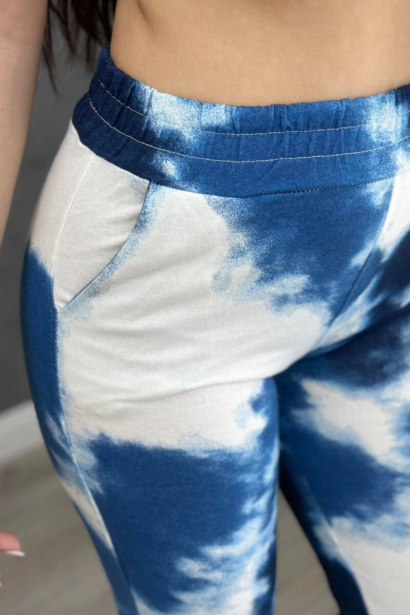 TWO COLORS COTTON WOMAN SWEATPANTS DARK BLUE/BEE - 2