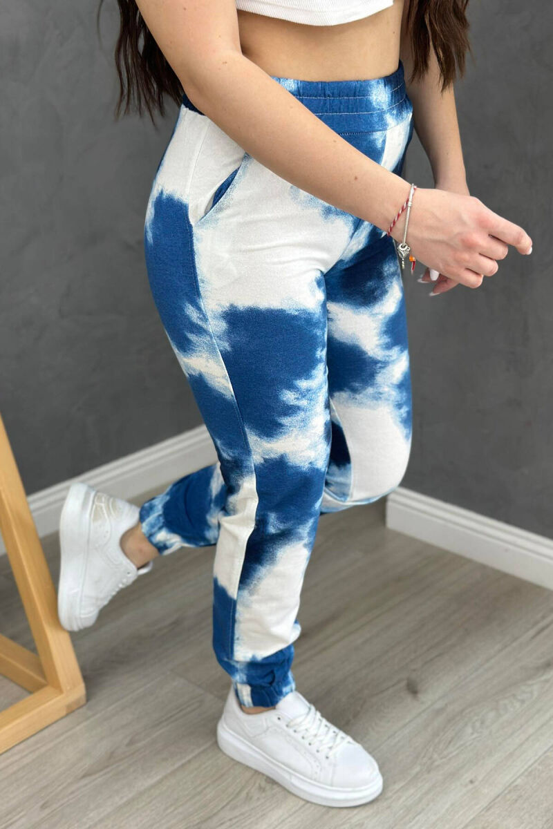 TWO COLORS COTTON WOMAN SWEATPANTS DARK BLUE/BEE - 3