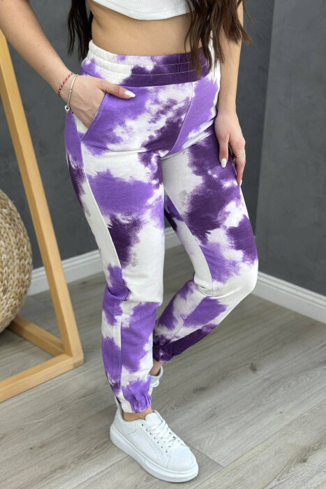 TWO COLORS COTTON WOMAN SWEATPANTS PURPLE/LEJLA 