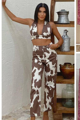 TWO COLORS DENIM WOMAN SET BROWN/KAFE 