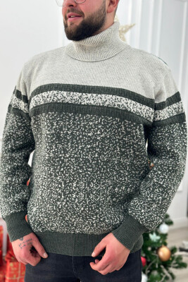 TWO COLORS HIGH NECK MEN SWEATER LIGHT GREY/GZ 