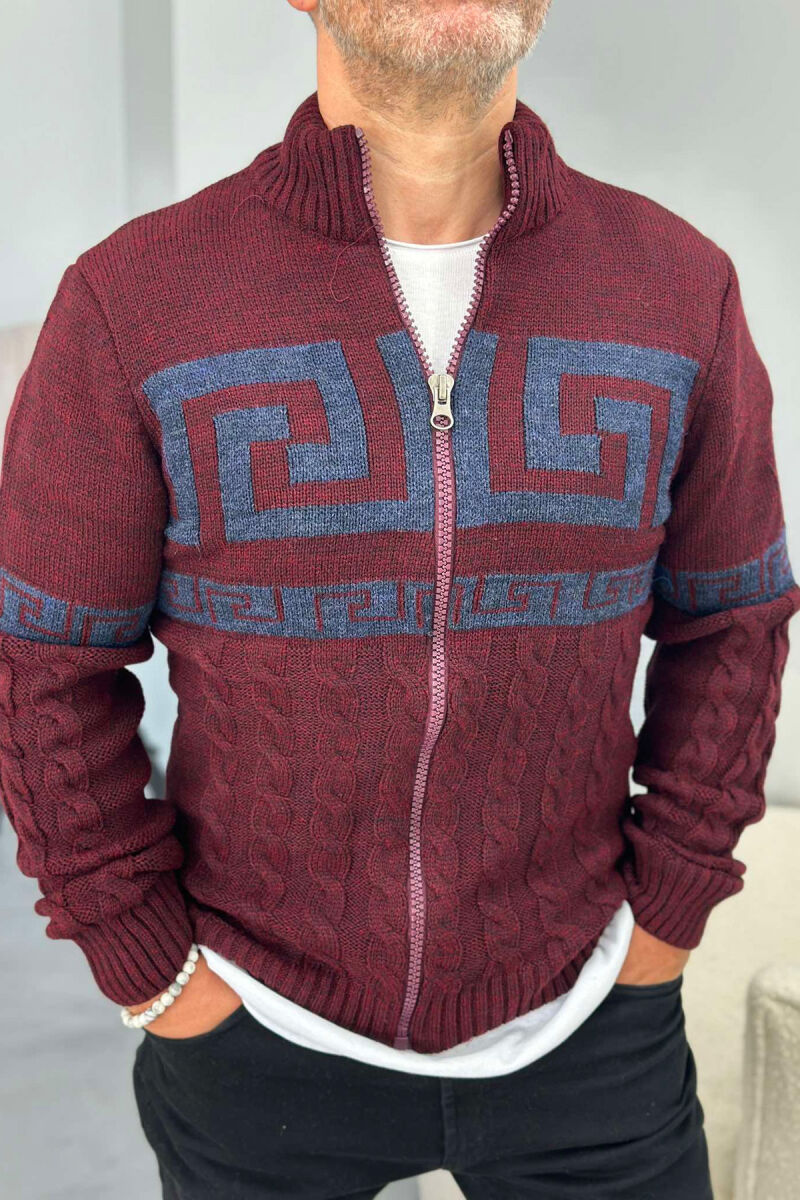 TWO COLORS MEN CARDIGANS BUYRDGUNDY/VISHNJE - 2