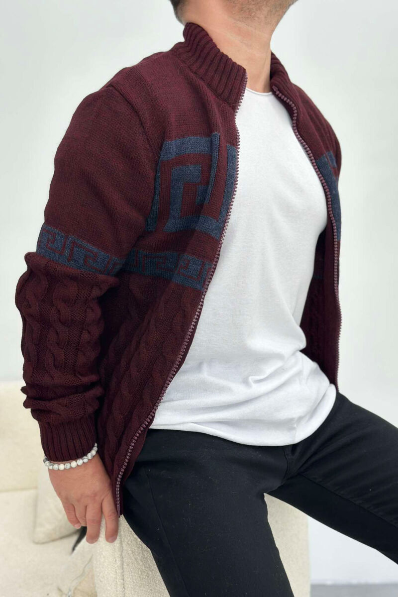 TWO COLORS MEN CARDIGANS BUYRDGUNDY/VISHNJE - 4