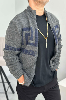 TWO COLORS MEN CARDIGANS DARK GREY/GEE 