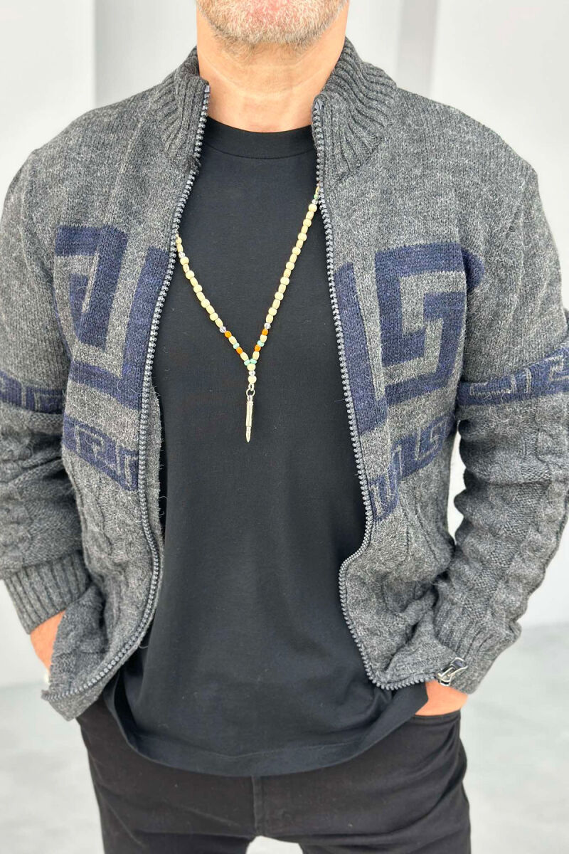 TWO COLORS MEN CARDIGANS DARK GREY/GEE - 2