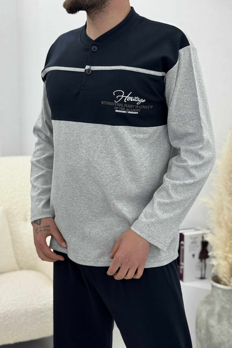 TWO COLORS MEN PYJAMAS DARK BLUE/BEE - 2