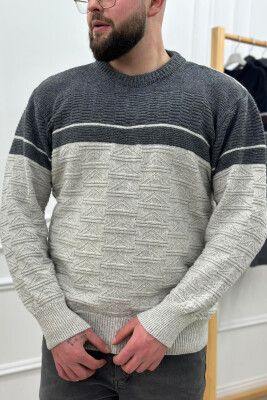 TWO COLORS MEN SWEATER LIGHT GREY/GZ 