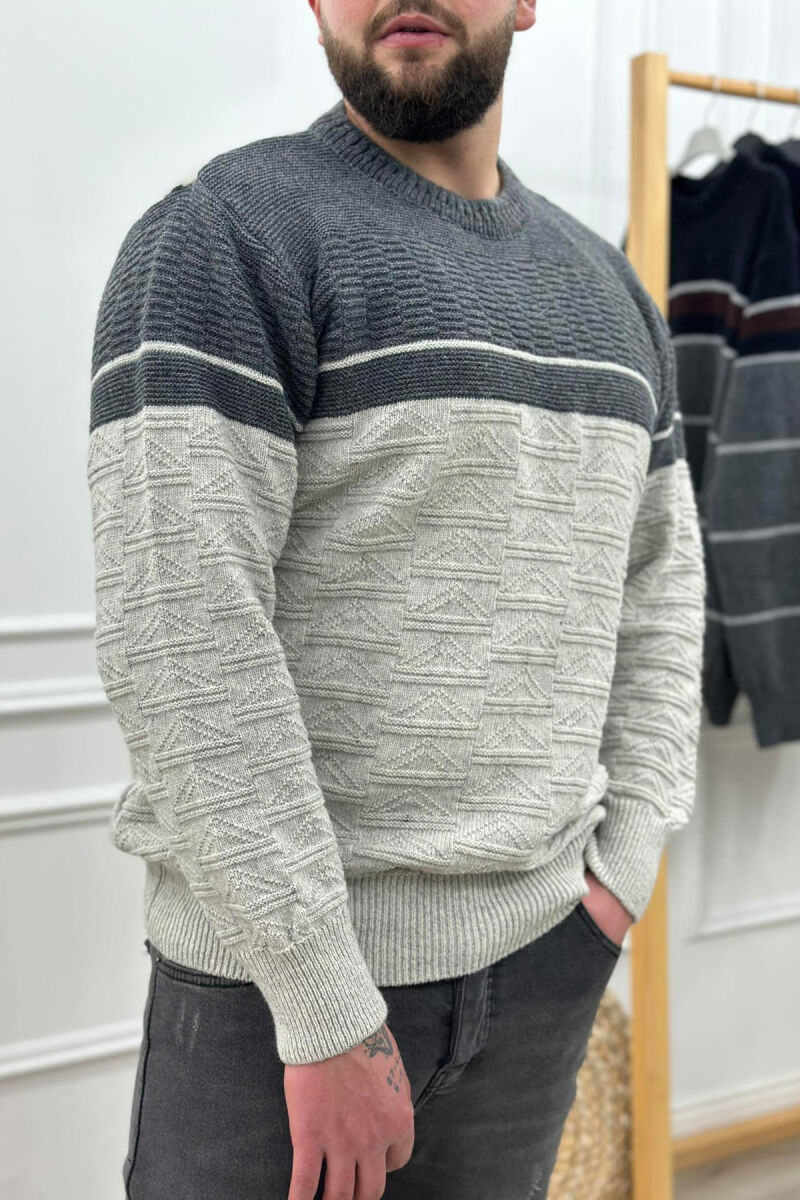 TWO COLORS MEN SWEATER LIGHT GREY/GZ - 2