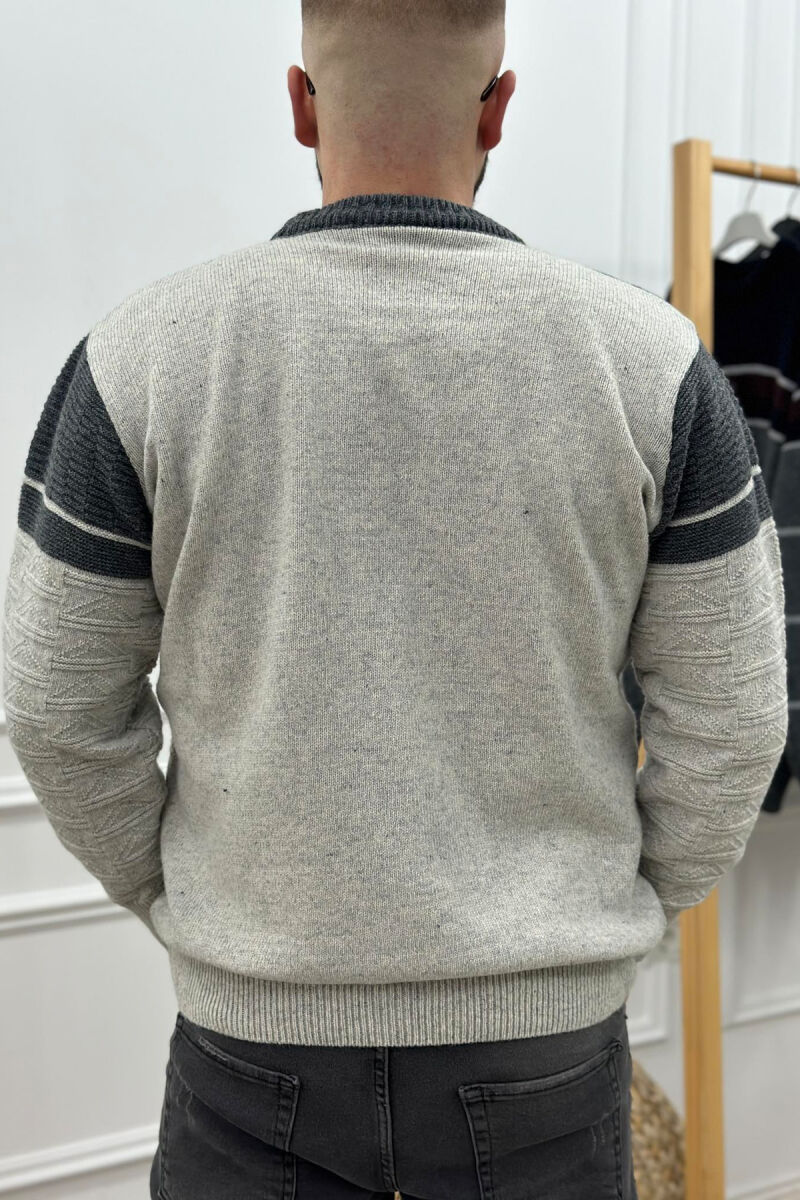 TWO COLORS MEN SWEATER LIGHT GREY/GZ - 3