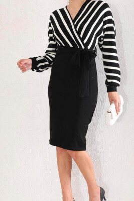 TWO COLORS SIMPLE DRESS BLACK-WHITE/ZB 