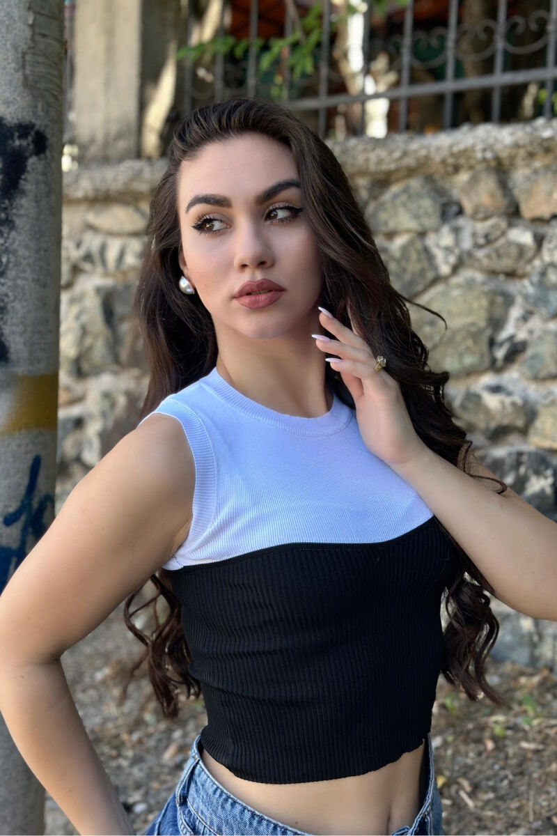 TWO COLORS SIMPLE WOMAN TOP BLACK-WHITE/ZB - 3