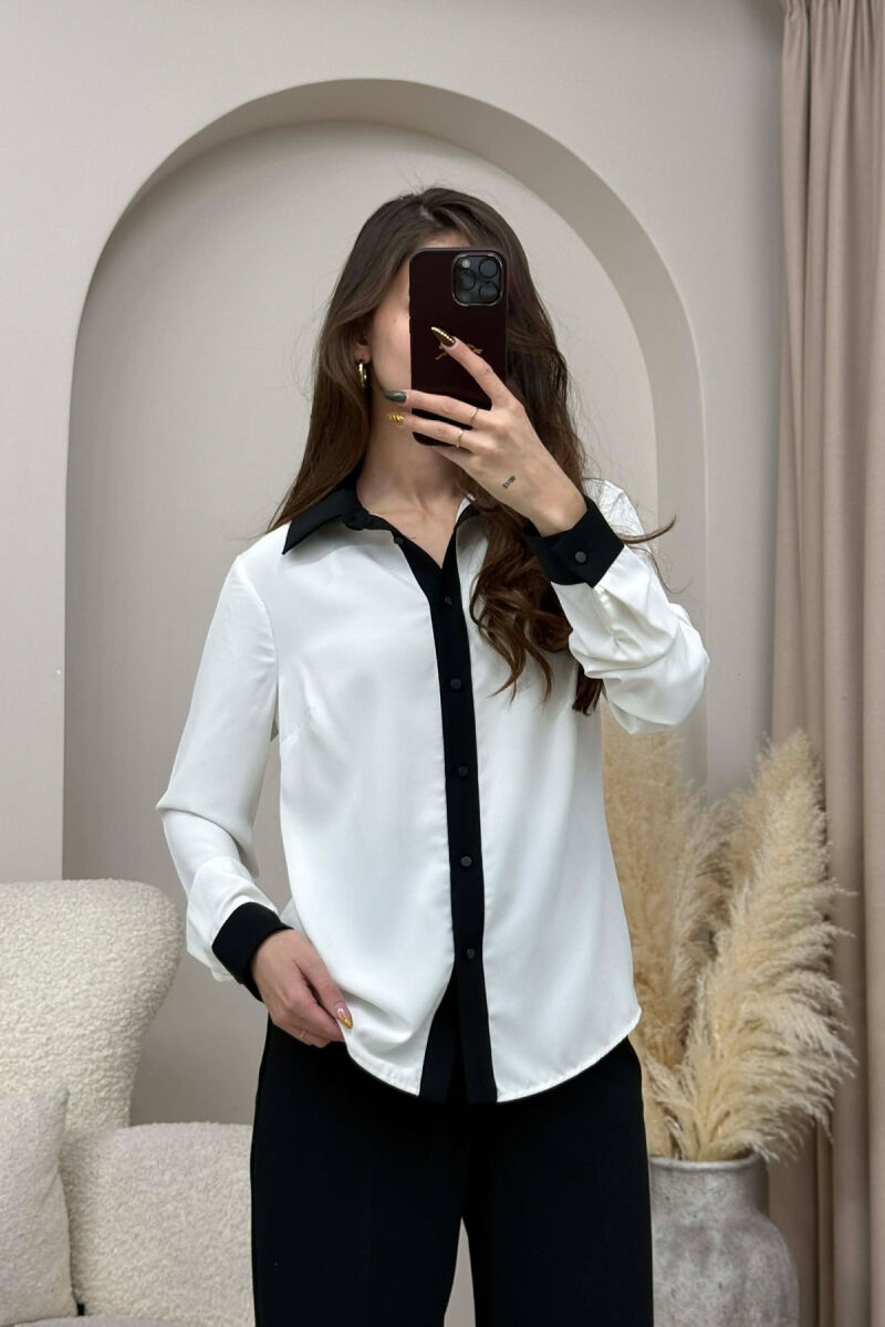 TWO COLORS SIMPLE WOMEN SHIRT WHITE-BLACK/BAZE - 3