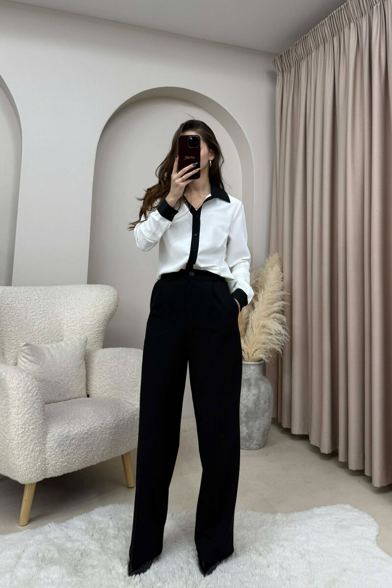 TWO COLORS SIMPLE WOMEN SHIRT WHITE-BLACK/BAZE - 2