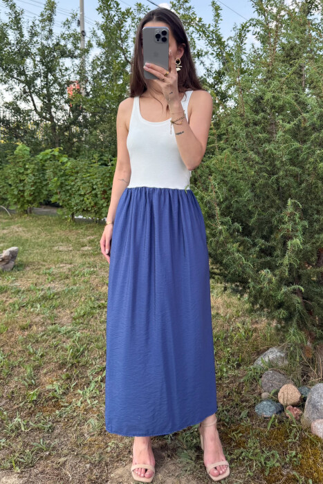 FUSTAN DY NGJYRËSH PËR FEMRA NË NGJYRËN E BARDHË+BLU 