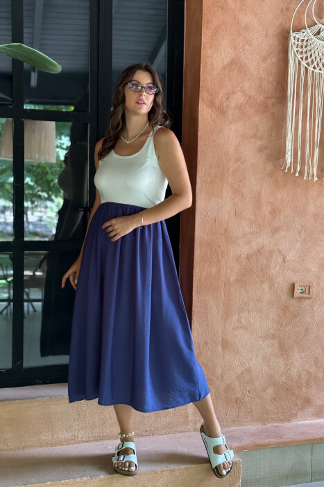 FUSTAN DY NGJYRËSH PËR FEMRA NË NGJYRËN E BARDHË+BLU 