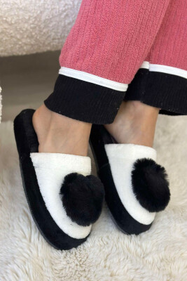 TWO COLORS WOMAN HOME SLIPPERS BLACK-WHITE/ZB 