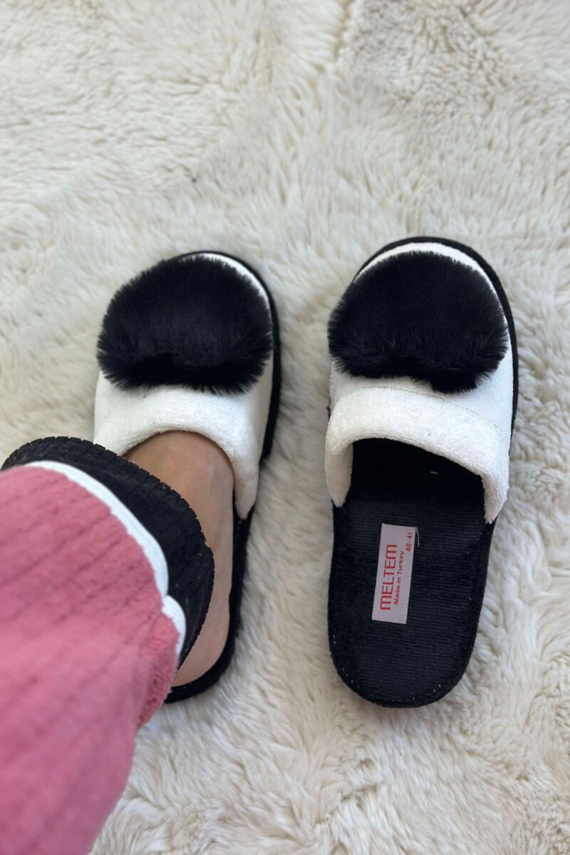 TWO COLORS WOMAN HOME SLIPPERS BLACK-WHITE/ZB - 4