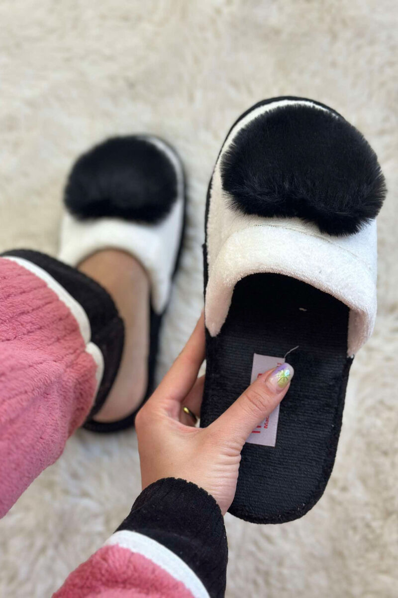 TWO COLORS WOMAN HOME SLIPPERS BLACK-WHITE/ZB - 6