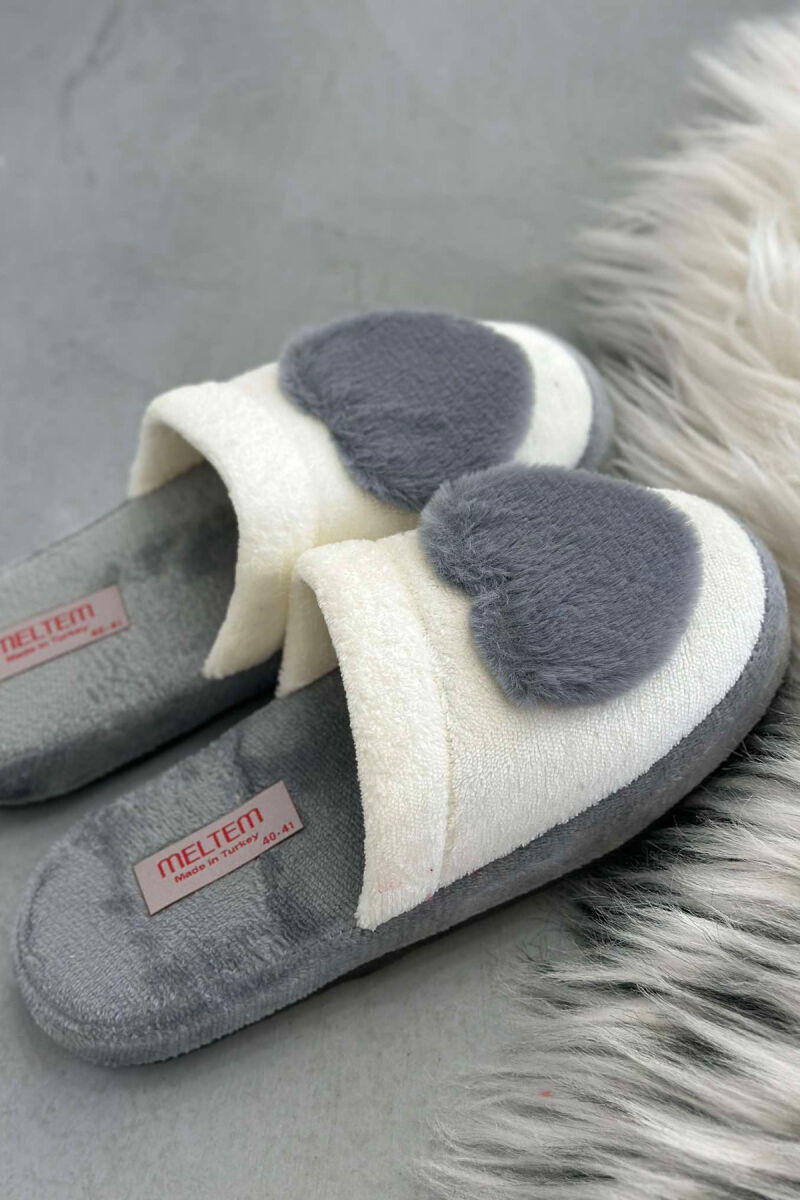 TWO COLORS WOMAN HOME SLIPPERS LIGHT GREY/GZ - 6