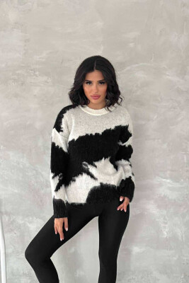 TWO COLORS WOMEN SWEATER BLACK-WHITE/ZEBA 