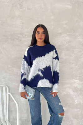 TWO COLORS WOMEN SWEATER BLUE-WHITE/BLBA 