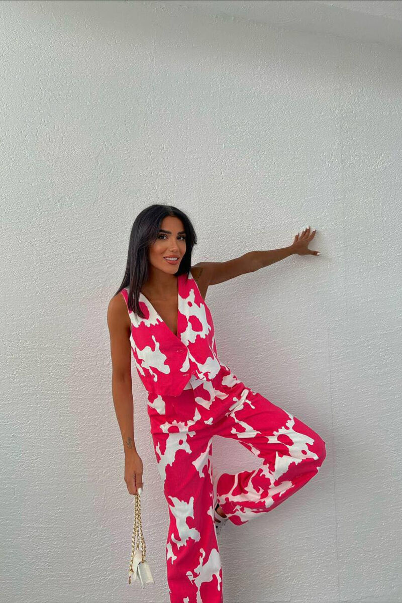 TWO DIFFERENT COLORS VEST+TREOSERS WOMAN SET FUCHSIA/CIKLAMI - 1