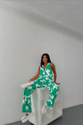 TWO DIFFERENT COLORS VEST+TREOSERS WOMAN SET GREEN/JESHILE 