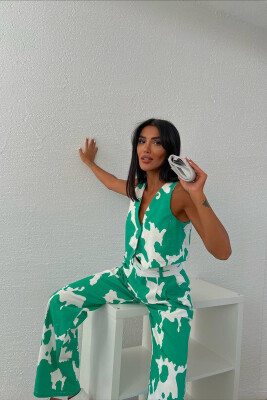 TWO DIFFERENT COLORS VEST+TREOSERS WOMAN SET GREEN/JESHILE - 2