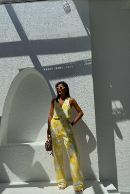TWO DIFFERENT COLORS VEST+TREOSERS WOMAN SET YELLOW/E VERDHE - 1