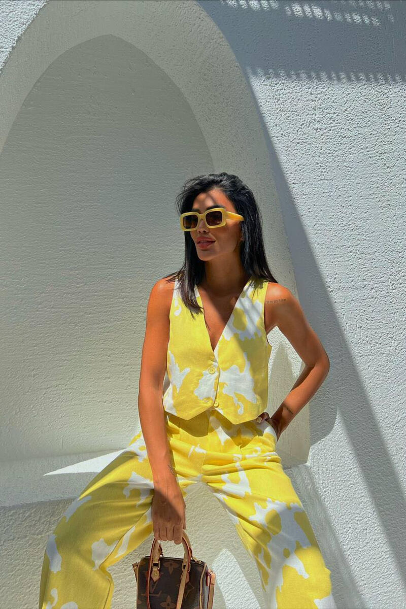 TWO DIFFERENT COLORS VEST+TREOSERS WOMAN SET YELLOW/E VERDHE - 2