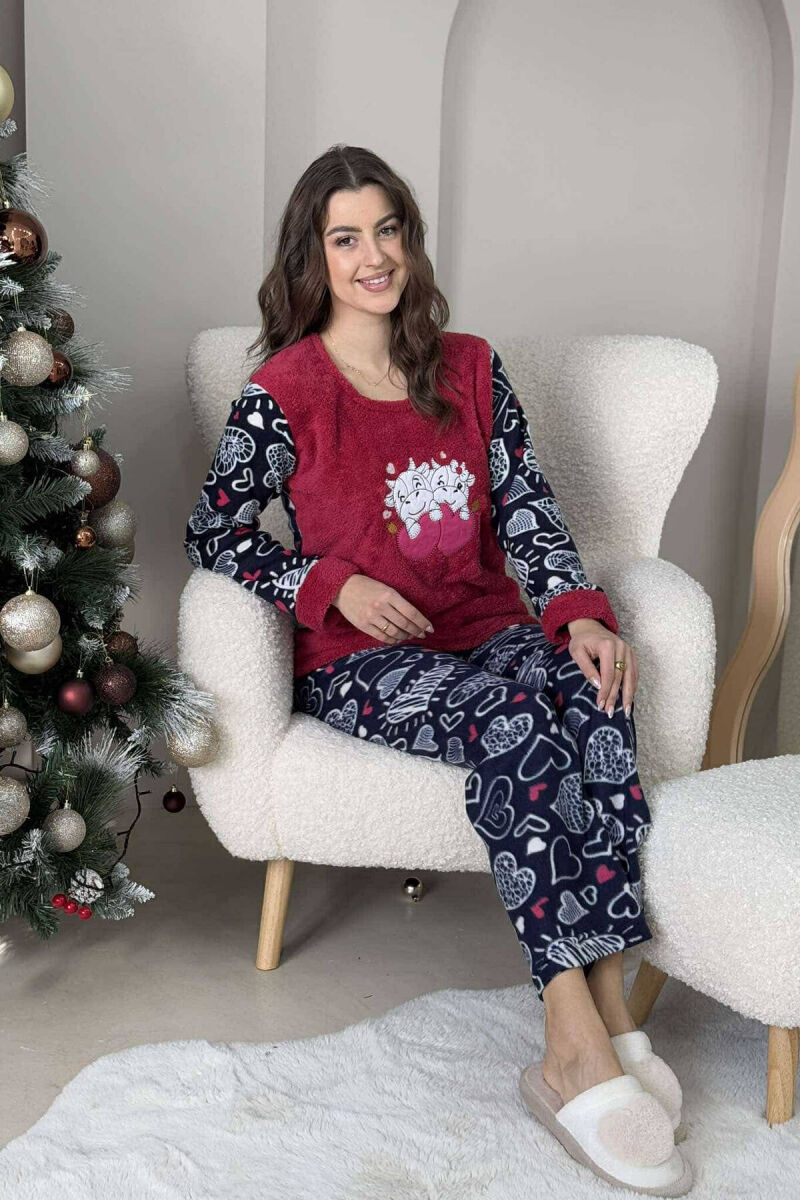 TWO HEARTS WOMEN PYJAMAS IN BURGUNDY COLOR - 2