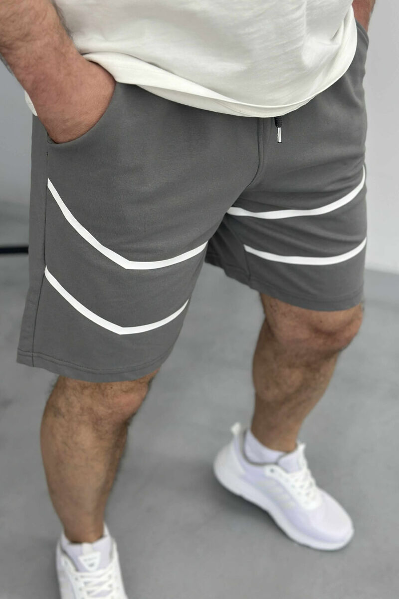 TWO LINES MEN SHORT SWEATPANTS GREY ASH/GRI HIRI - 2