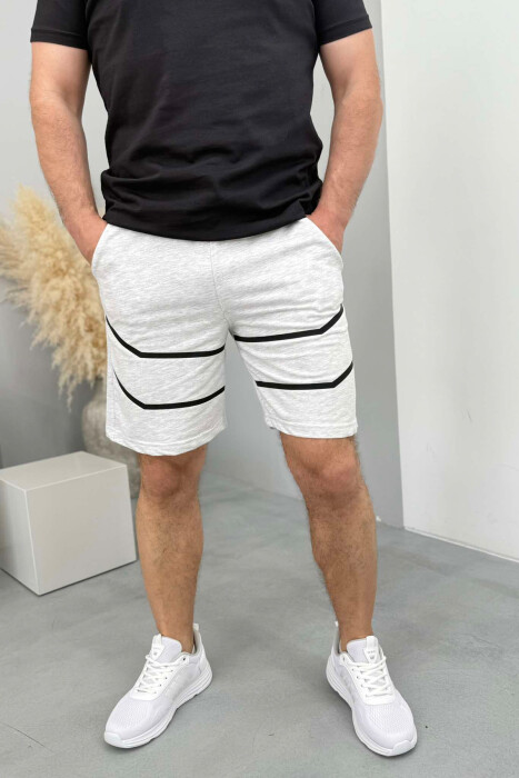 TWO LINES MEN SHORT SWEATPANTS LIGHT GREY/GZ 