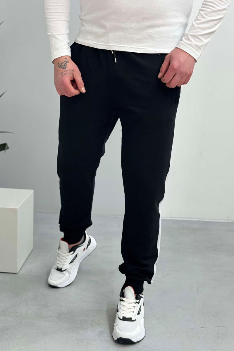 TWO LINES SIMPLE MEN SWEATPANTS BLACK/ E ZEZE - 1