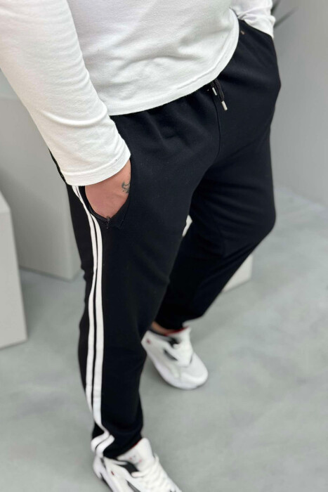 TWO LINES SIMPLE MEN SWEATPANTS BLACK/ E ZEZE - 3