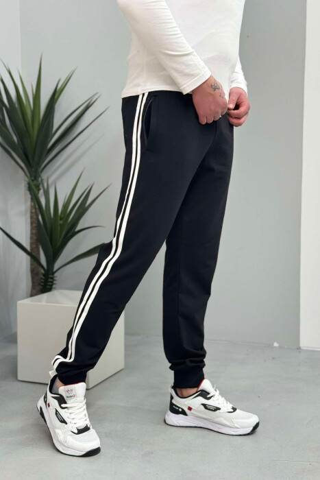 TWO LINES SIMPLE MEN SWEATPANTS BLACK/ E ZEZE - 4