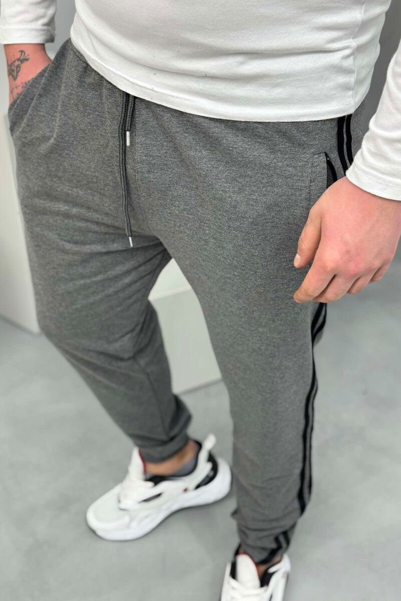 TWO LINES SIMPLE MEN SWEATPANTS GREY/GRI - 3