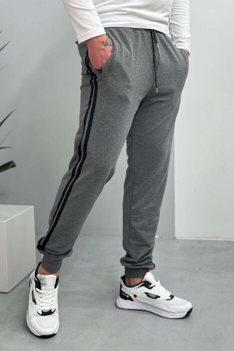 TWO LINES SIMPLE MEN SWEATPANTS GREY/GRI - 4