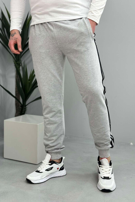 TWO LINES SIMPLE MEN SWEATPANTS LIGHT GREY/GZ - 1