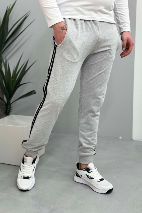 TWO LINES SIMPLE MEN SWEATPANTS LIGHT GREY/GZ - 2