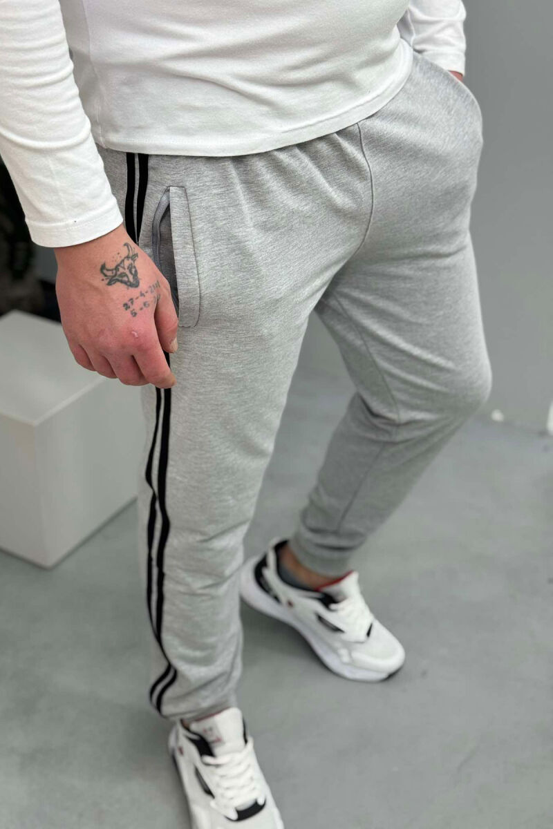 TWO LINES SIMPLE MEN SWEATPANTS LIGHT GREY/GZ - 4