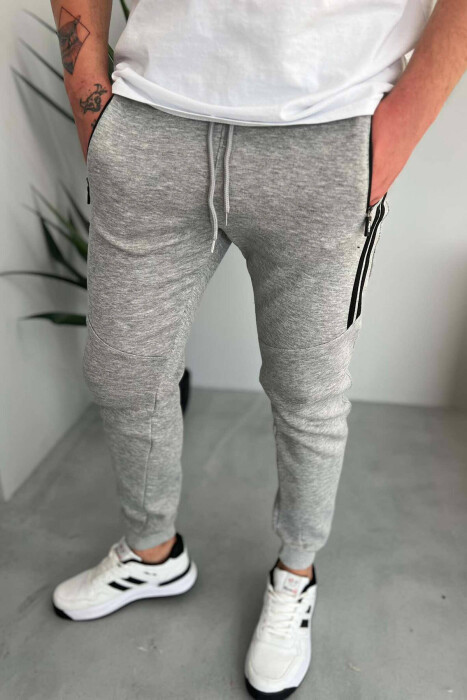 TWO LINES FLUFFY MEN SWEATPANTS LIGHT GREY/GZ - 3