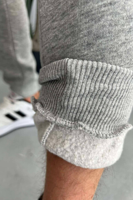 TWO LINES FLUFFY MEN SWEATPANTS LIGHT GREY/GZ - 4