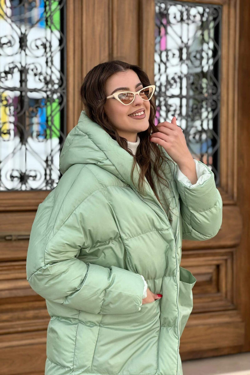 TWO POCKED PUFFER JACKET WOMAN LIGHT GREEN/JEZB - 2