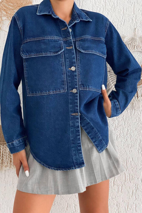 TWO POCKET DENIM WOMEN JACKET BLUE/BLU - 2